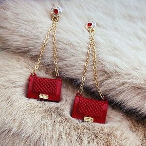 *AUSHA* Red Small Purse Bag Pendant Fashion Earrings